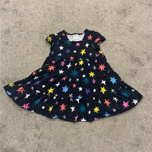 Hanna Andersson Black Multicolor Star Print Swing Dress Size 3 90  Short Sleeve